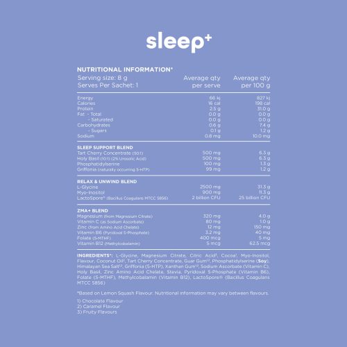 switch nutrition sleep nutritional information panel